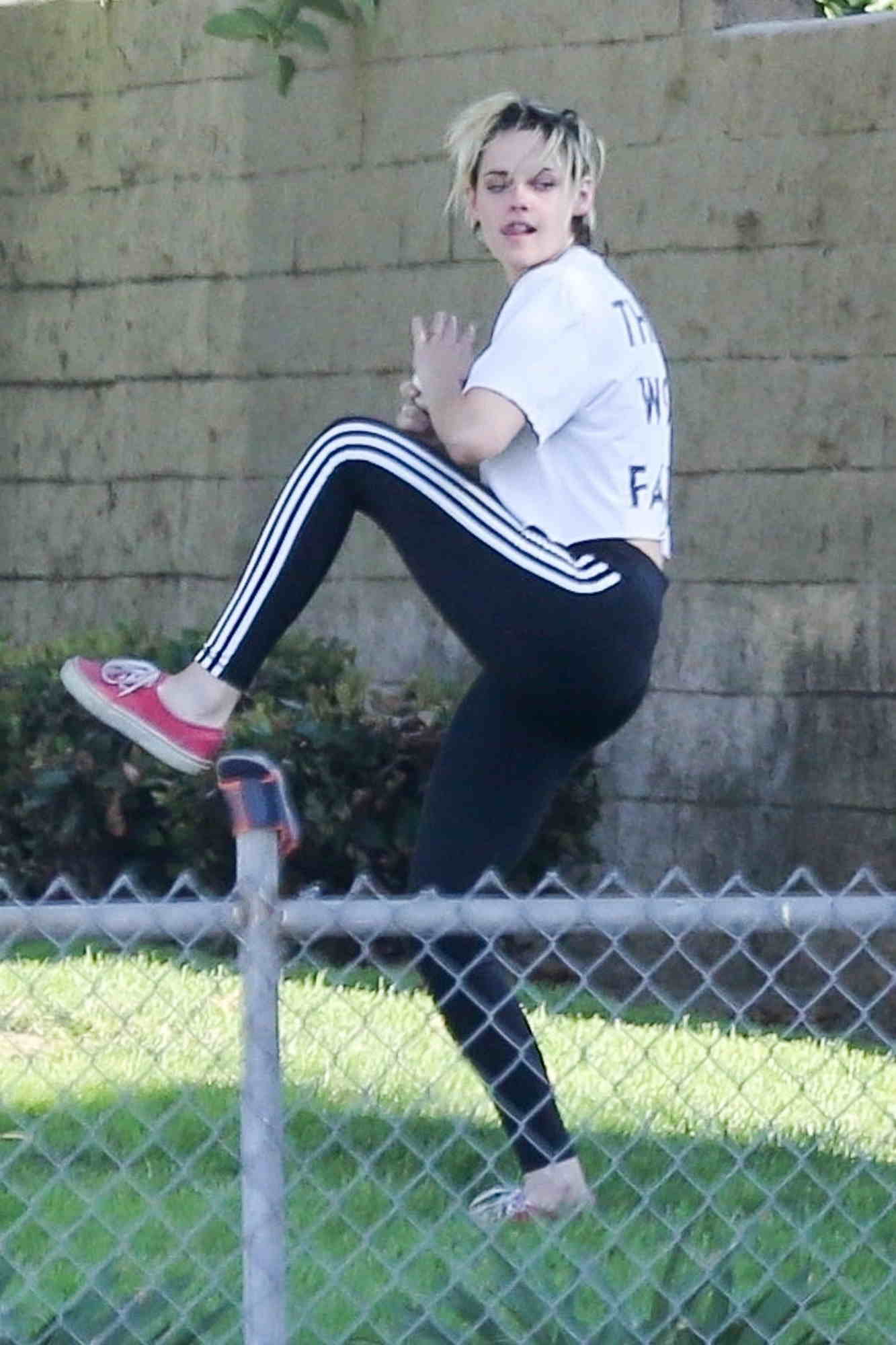 Kristen Stewart is seen playing Softball in Los Angeles on August 9th
